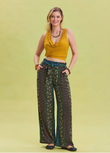 Navy Blue Harem Trousers with Elastic Waist Belt Detail 4572